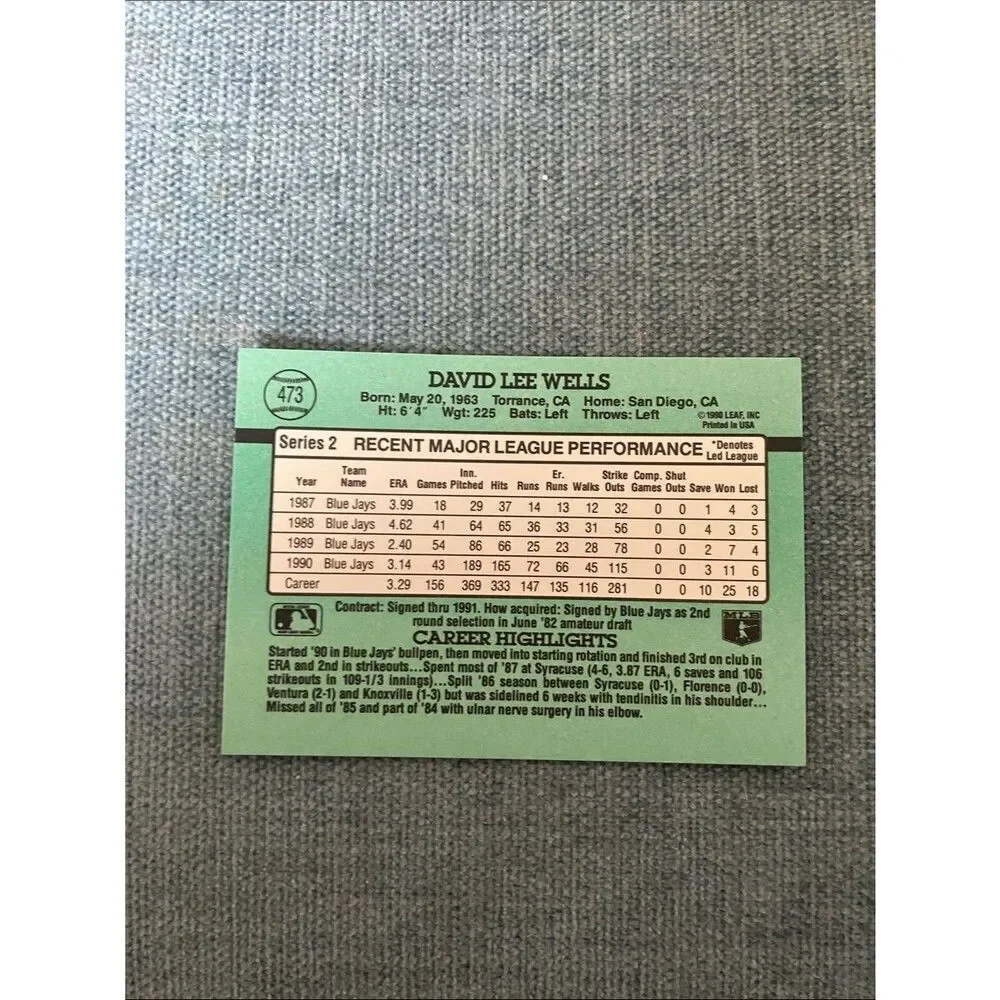1991 Donruss Toronto Blue Jays Baseball Card Trading Card